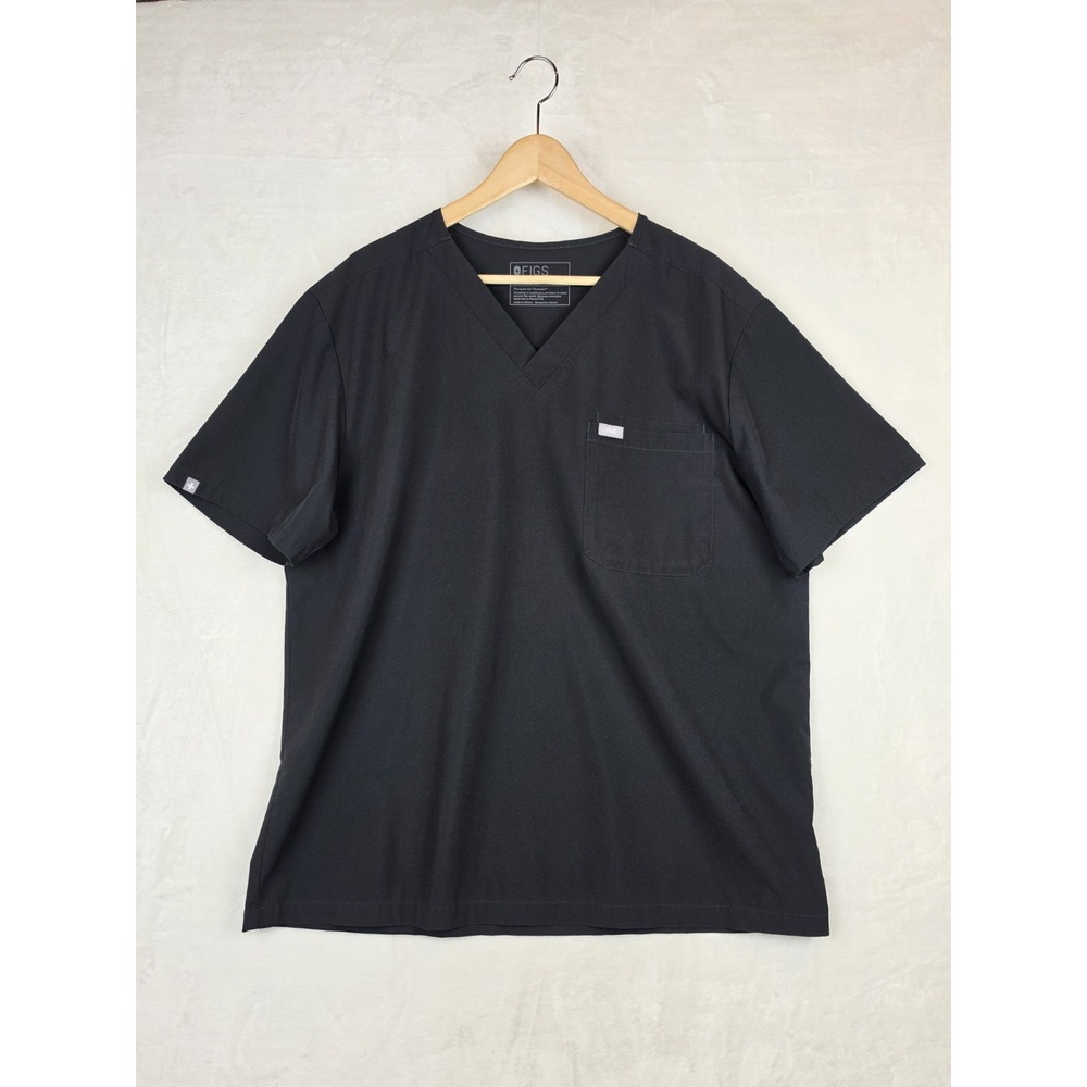 FIGS Technical Collection Womens XL Black Scrub Top V-Neck Stretch Nurse